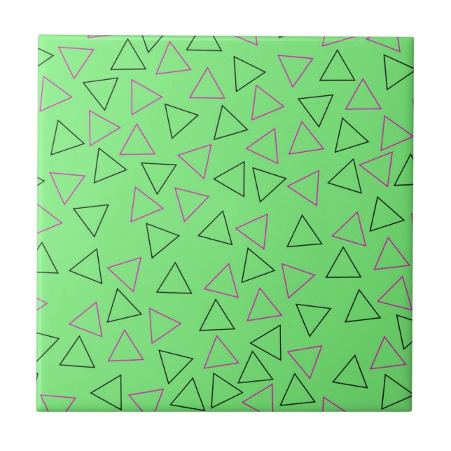 Carreau Motif triangulaire géométrique néon vert (Devant)