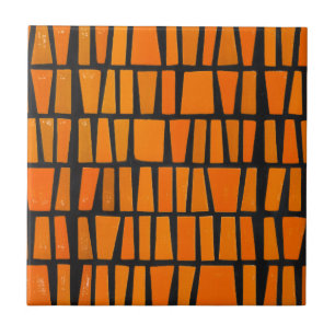Carreau Motif tribal d'Afrique orange et noire