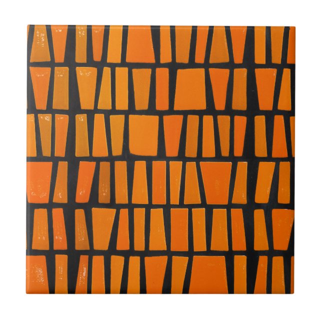 Carreau Motif tribal d'Afrique orange et noire (Devant)