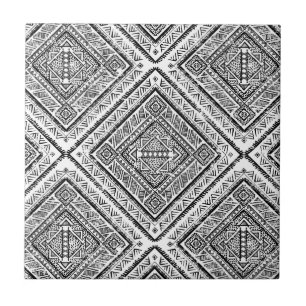 Carreau Motif tribal des Aztèques noirs et blancs Cool