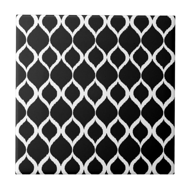 Carreau Motif tribal géométrique blanc noir d'impression (Devant)