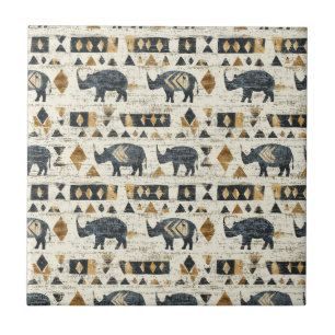 Carreau Motif tribal Rhino Rustique (1)