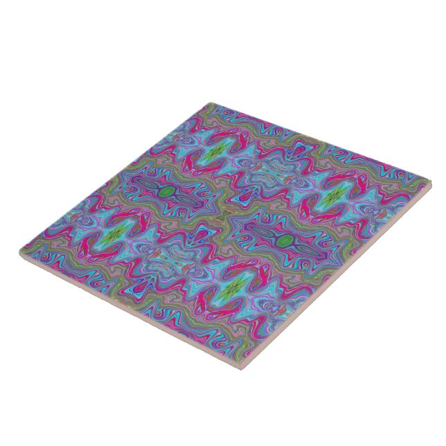 Carreau Motif trippé multicolore bleu ciel ondulé (Côté)
