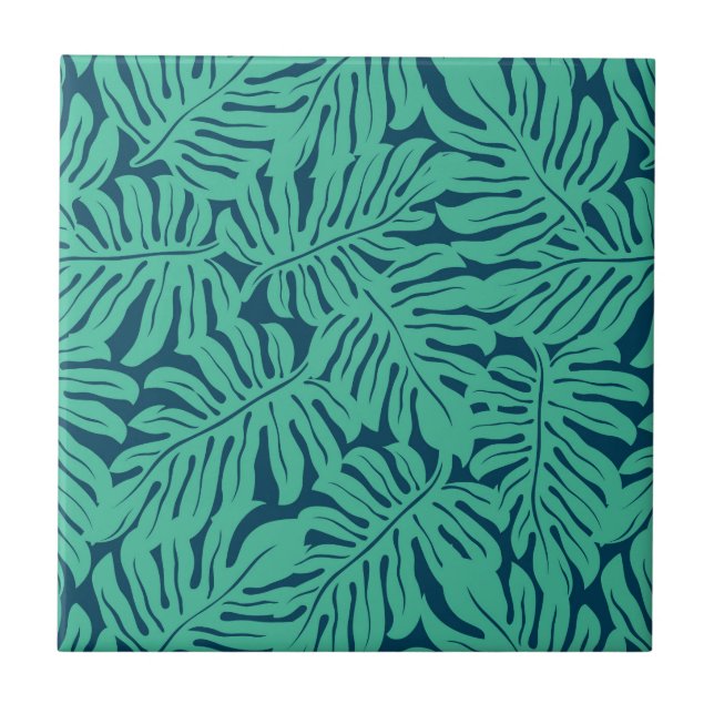 Carreau Motif tropical de feuille de Monstera (Devant)