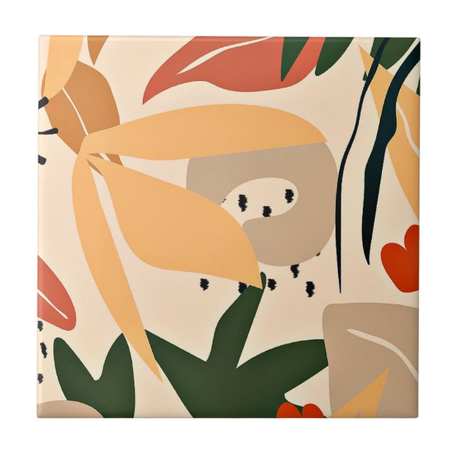 Carreau Motif tropical esthétique beige (Devant)