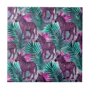 Carreau Motif Tropical Jungle Zèbre Rose