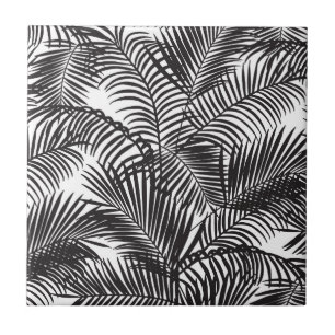 Carreau Motif tropical noir moderne de palmiers