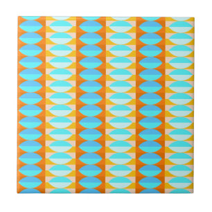 Carreau Motif turquoise bleu orange jaune coloré