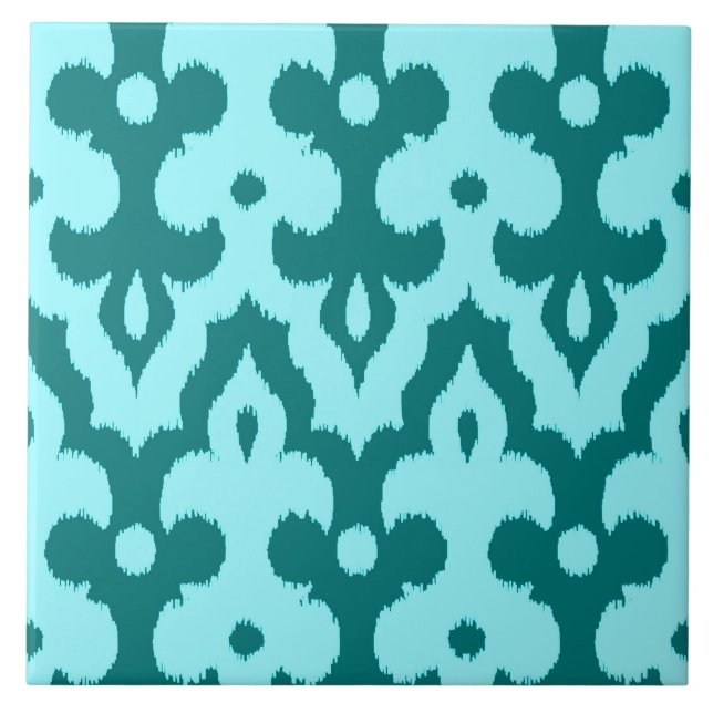 Carreau Motif, turquoise et Aqua de damassé d'Ikat de (Devant)