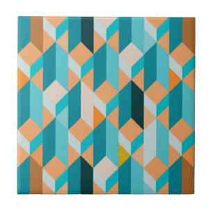 Carreau Motif turquoise et orange de formes