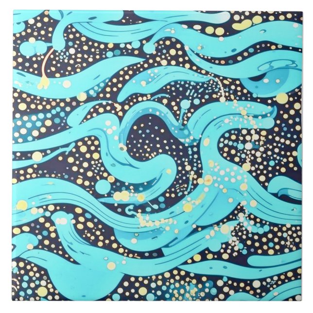 Carreau Motif Turquoise moderne Abstrait (Devant)