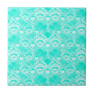 Carreau Motif turquoise vintage élégant de damassé de
