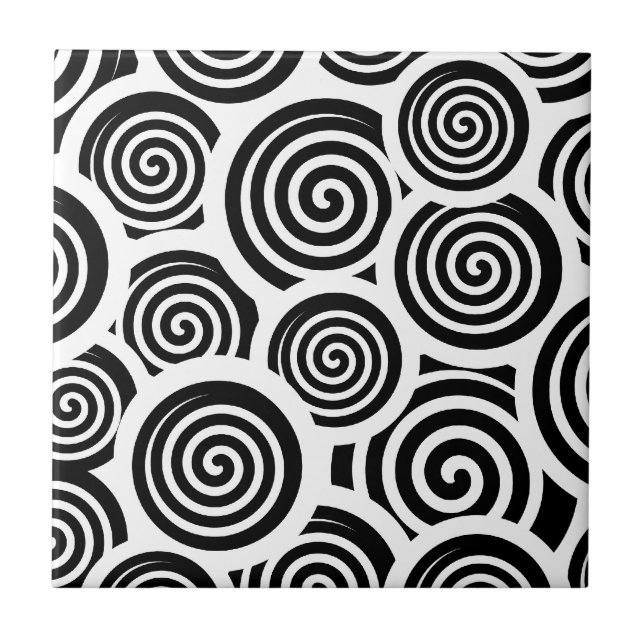 Carreau Motif vectoriel spirale noire et blanche (Devant)