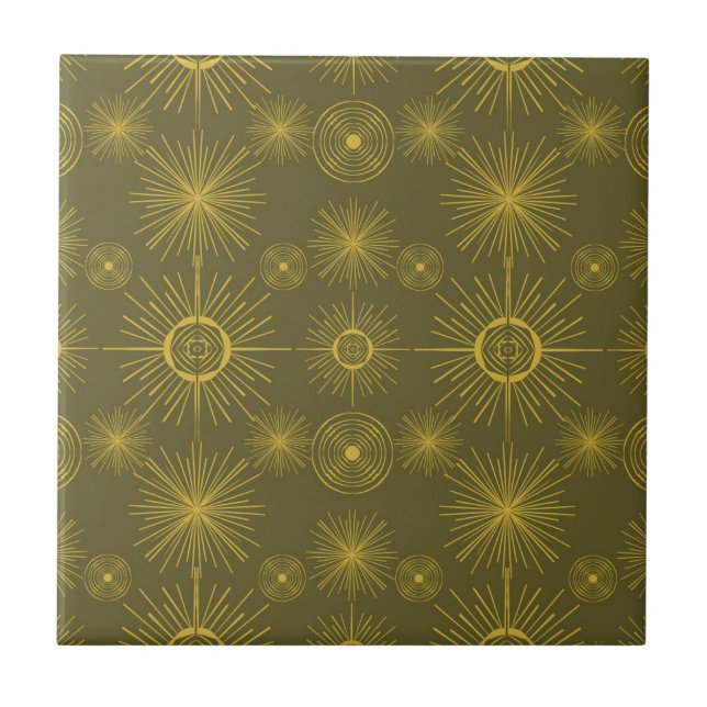 Carreau Motif vert Boho Celestial Sun Stars (Devant)