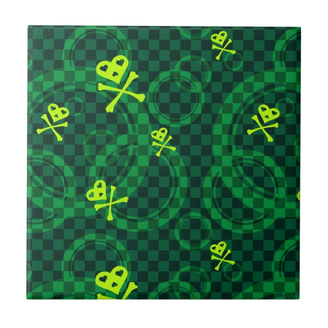Carreau Motif vert d'Emo avec des cercles (Devant)