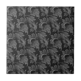 Carreau Motif vintage à feuilles noires et blanches