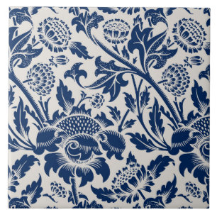 Carreau Motif vintage à fleurs bleues