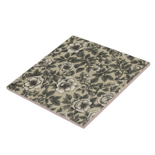 Carreau Motif vintage à fleurs d'Alpenrose