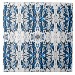 Carreau Motif vintage de luxe, bleu marine, gris, blanc
