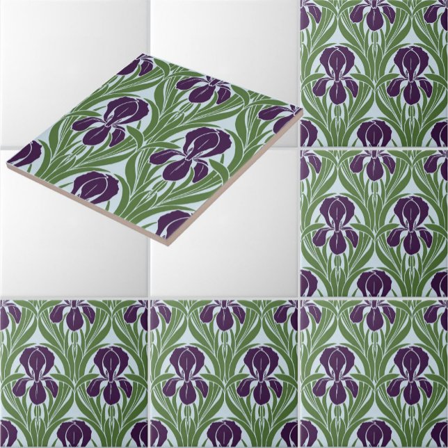 Carreau Motif vintage d'Iris Art nouveau (Créateur téléchargé)