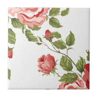Carreau Motif Vintage Élégant de roses rouges joliment ros