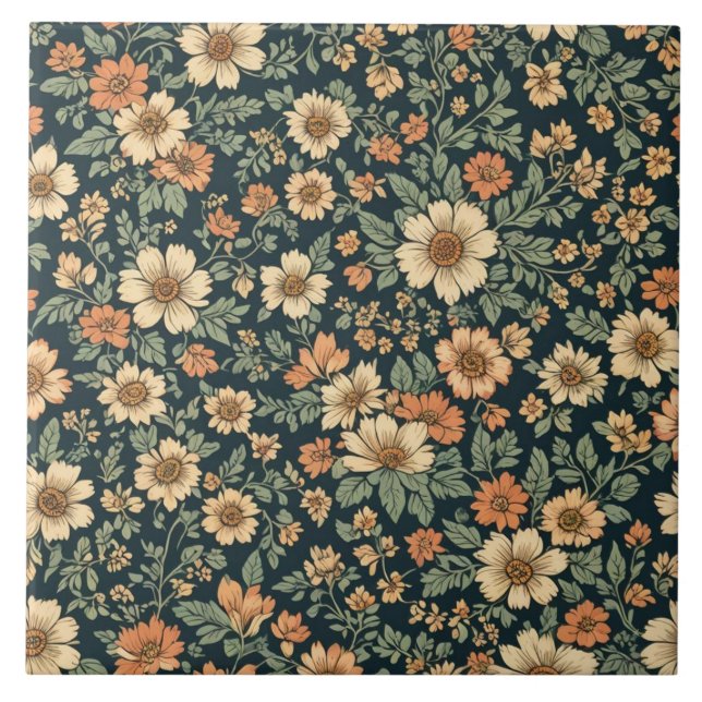 Carreau Motif vintage floral (Devant)