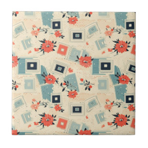 Carreau Motif vintage Floral & Caméra (3)