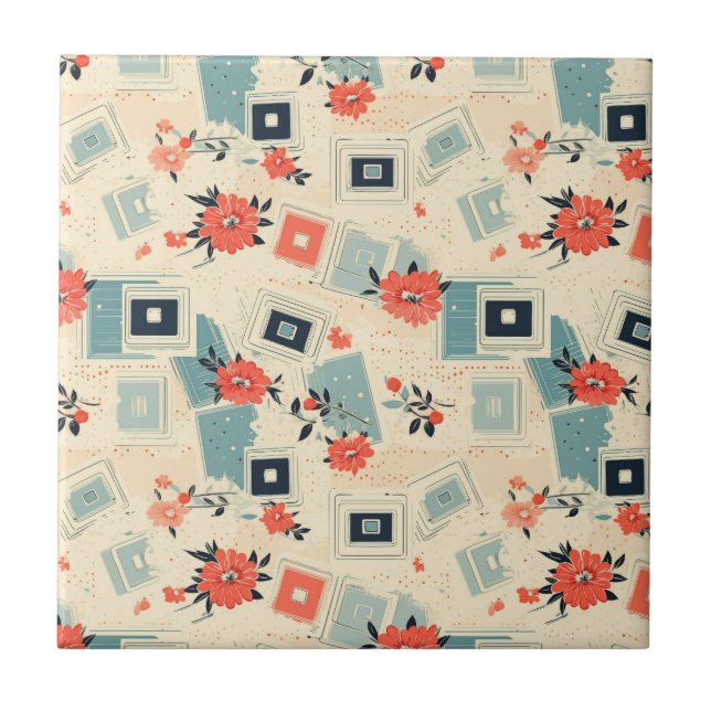 Carreau Motif vintage Floral & Caméra (3) (Devant)