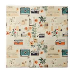 Carreau Motif vintage Floral & Caméra (6)