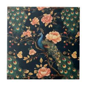 Carreau Motif vintage Floral Peacock