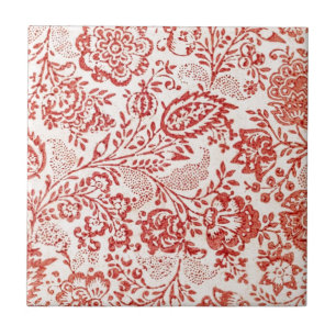 Carreau Motif vintage floral rouge de textile
