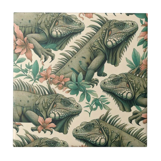 Carreau Motif vintage Iguana (Devant)