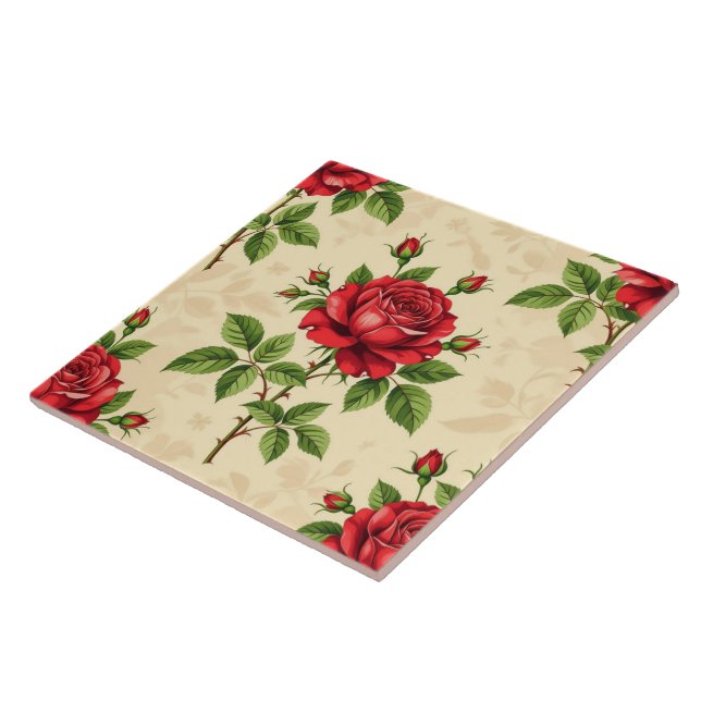 Carreau Motif vintage rose rouge (Côté)