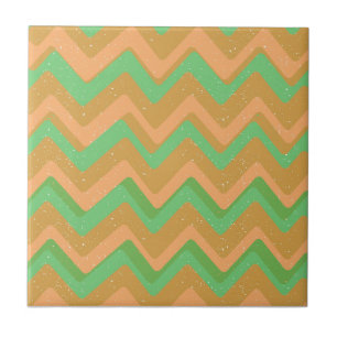 Carreau Motif Zig Zag Chevron Géométrique Vert Pêche