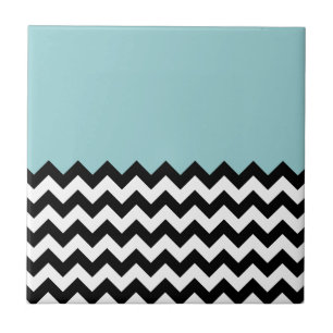 Carreau Motif Zigzag noir et blanc, Chevron, Bleu