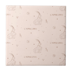 Carreau Motif Zodiaque Capricorne en Brun et Bourgogne
