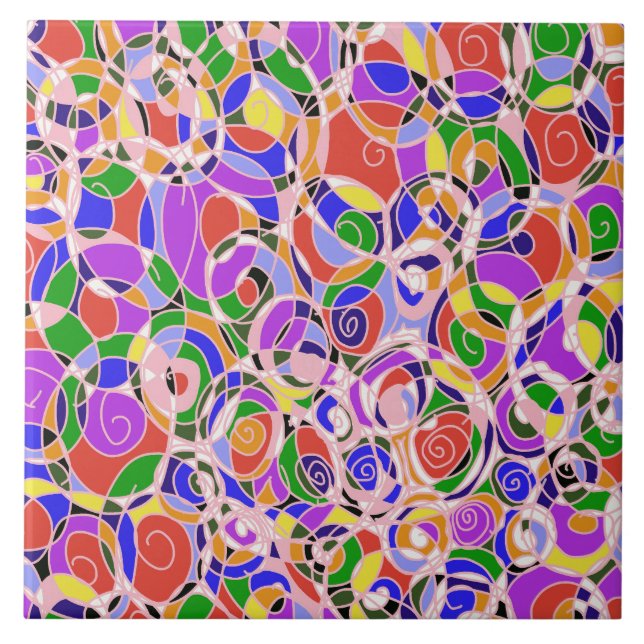 Carreau Motifs abstraits tourbillonnants pastel (Devant)