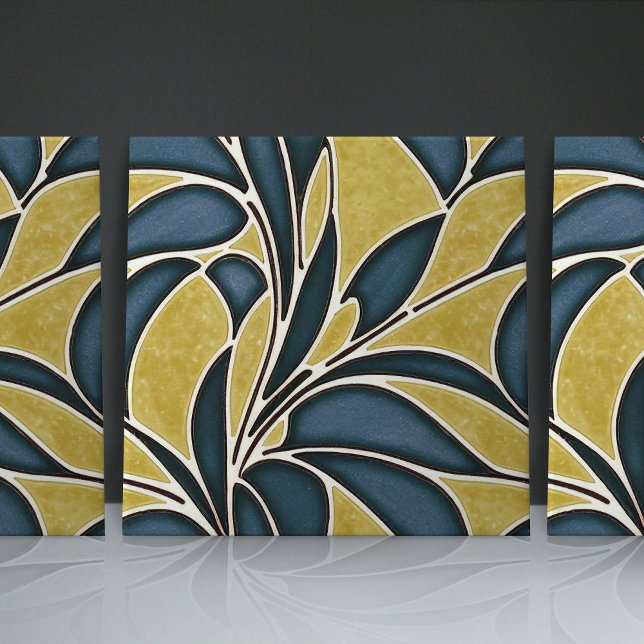 Carreau Motifs bio bleu et jaune sans couture (Créateur téléchargé)