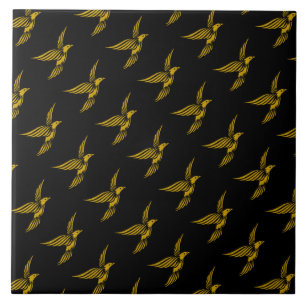 Carreau Motifs d'aigle doré vintage noir mignon