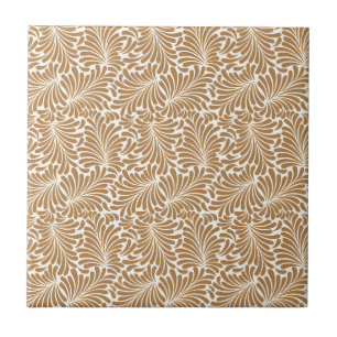 Carreau Motifs de feuilles tourbillonnantes vintage sur fo