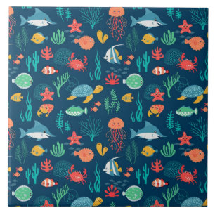 Carreau Motifs de fond de vie marine animés