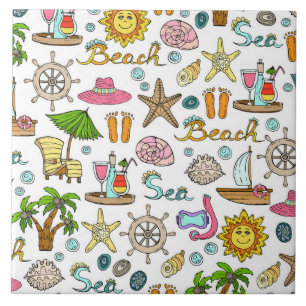 Carreau Motifs d'été et de plage