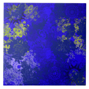 Carreau Motifs floraux bleus japonais