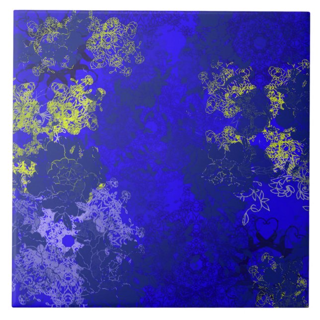 Carreau Motifs floraux bleus japonais (Devant)
