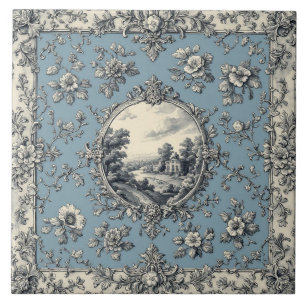 Carreau Motifs Floraux de Campagne Rustiques Tons Assourdi