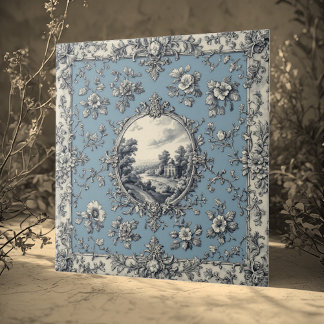Carreau Motifs Floraux de Campagne Rustiques Tons Assourdi
