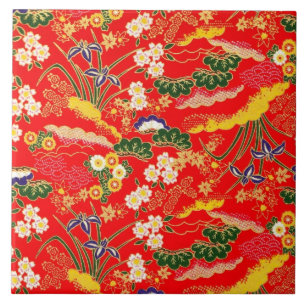 Carreau Motifs floraux japonais colorés mignons