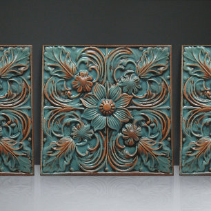 Carreau Motifs floraux victoriens bleu indigo sans couture