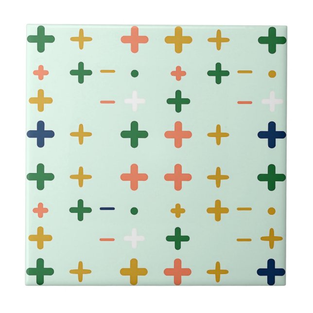 Carreau Motifs Géométriques Rétro avec des Signes Plus Lud (Devant)