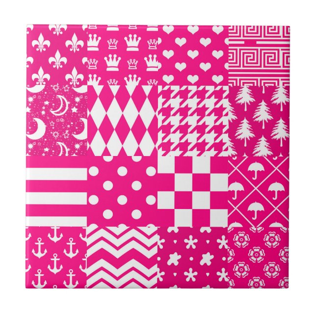 Carreau Motifs mélangés rose blanc (Devant)
